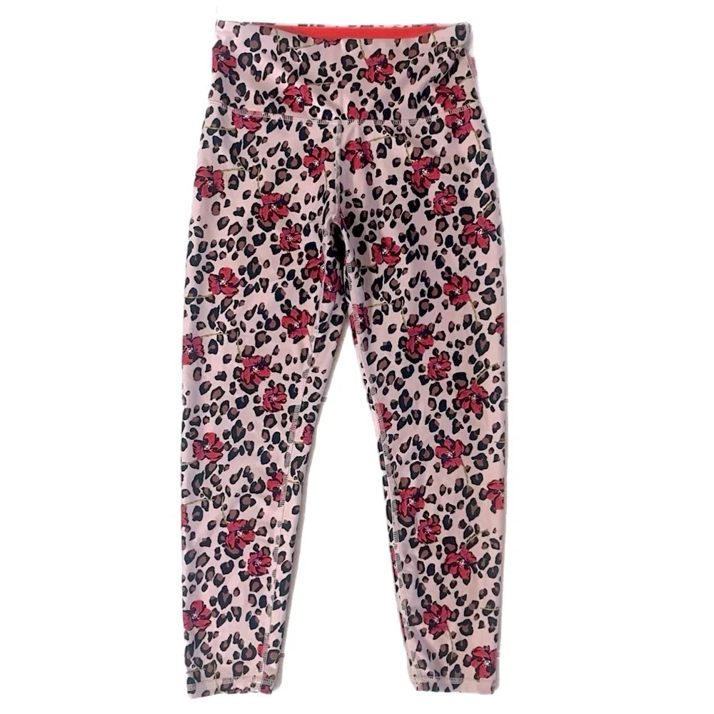 WILDFOX Sport Like New Contender Compression Ankle Leggings in Floral Leopard L